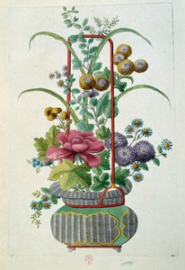 Kukkaruukku. Kaiverrus Jean Antoine Fraisse (1700-luku)