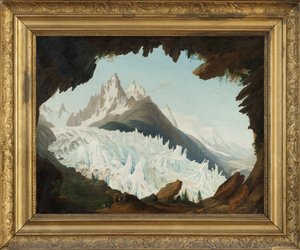Näkymä Alpeille Chapeau of the Woods Glacier -nimiseltä holvilta (öljy kankaalle)