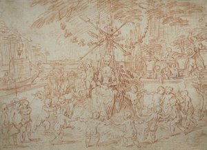 Kevään allegoria tai Nuoret puutarhurit - Allegory of Spring, or the Young Gardeners (Kevään allegoria tai Nuoret puutarhurit) tekijältä Jean Antoine Watteau