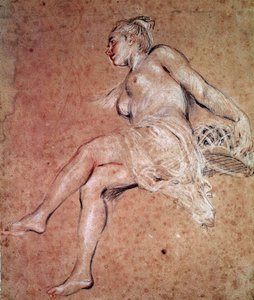 Kesän kasvistoallegoria. Veri ja musta lyijykynä Jean Antoine Watteau tekijältä Jean Antoine Watteau