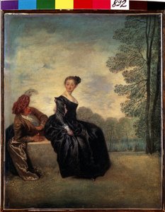 Boudeuse (oikukas nainen). Jean Antoine Watteaun (1684-1721) maalaus. Öljy kankaalle, 42 x 34 cm tekijältä Jean Antoine Watteau