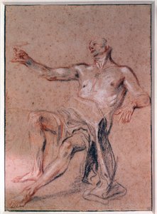 Mies Nude Lyijykynäpiirros Jean Antoine Watteau (1684-1721) 1700-luvun Pariisi, Musee du Louvre tekijältä Jean Antoine Watteau