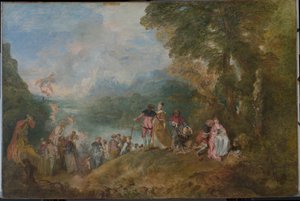 Pyhiinvaellus Cytheraan Kytheran alukselle, 1717 tekijältä Jean Antoine Watteau