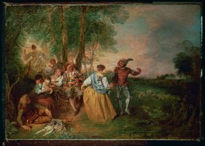 Paimenet (maalaus puulle) tekijältä Jean Antoine Watteau