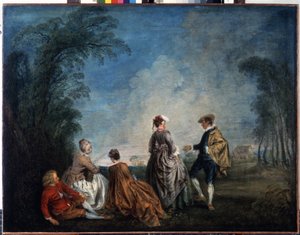 Nolo ehdotus. Jean Antoine Watteaun (1684-1721) maalaus. Öljy kankaalle, 65 x 84,5 cm tekijältä Jean Antoine Watteau