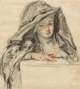 Nainen mustassa, n. 1719 tekijältä Jean Antoine Watteau