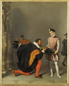 Don Pedro de Toledo suutelee Ranskan kuninkaan Henri IV:n miekkaa (maalaus kankaalle). tekijältä Jean Auguste Dominique Ingres