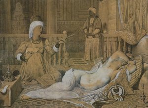Odaliski orjan kanssa, 1858 tekijältä Jean Auguste Dominique Ingres