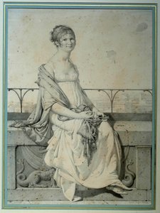 Muotokuva neiti Barbara Bansista istumassa italialaisessa maisemassa. Piirustus Jean Auguste Dominique Ingres (1780-1867) tekijältä Jean Auguste Dominique Ingres