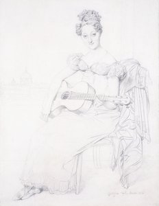 Muotokuva neiti Elizabeth Keatingsta soittamassa kitaraaan, 1816 tekijältä Jean Auguste Dominique Ingres