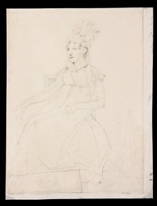 Kuningatar Caroline Muratin muotokuva (kynä paperille) tekijältä Jean Auguste Dominique Ingres