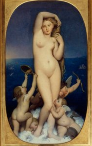 Jean Auguste Dominique Ingresin (1780-1867) Venus Anadyomene -maalaus 1800-luvun aurinko. 1,6x0,9 m Chantilly, museo Conde - Venus Anadyomene. Jean Auguste Dominique Ingresin (1780-1867) maalaus tekijältä Jean Auguste Dominique Ingres