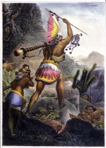Coroado Indian antaa signaalin eläkkeelle, 1839 (väri litho)