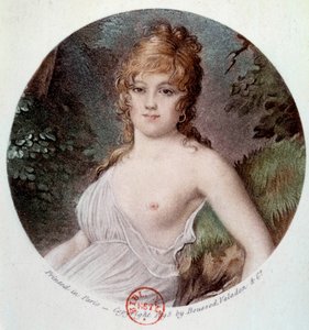 Madame Tallianin muotokuva, s. Cabarrus, Caramanin prinsessa - Chimay (1773-1835) nimeltä Notre Dame de Thermidor Lithography Jean-Baptiste Isabeyn (1767-1855) mukaan 1895 Paris, Musee Carnavalet