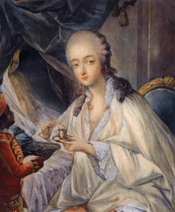 Jeanne Bécu, comtesse Du Barry 1743-1793 kahvikupin kanssa