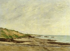 Rannikkonäkymä, jossa on hahmoja rannalla, 1872 (öljy)