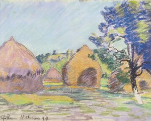 Heinäsuovat Saint-Cheronissa (pastelli paperille) tekijältä Jean Baptiste Armand Guillaumin