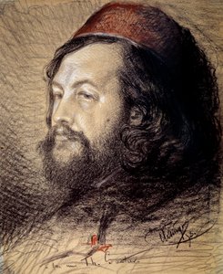 Theophile Gautierin (1811-1872) muotokuva Auguste Clesingerin (1814-1883) hiili- ja pastellipiirustus 1851 su. 0,77x0,65 m Versailles, musee du chateau