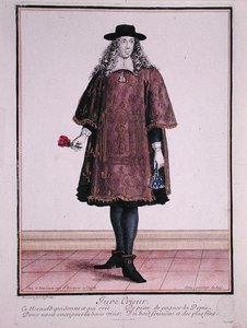 The Town Crier of Beaune, 1600-luvun loppu (värillinen kaiverrus) tekijältä Jean Baptiste Bonnart