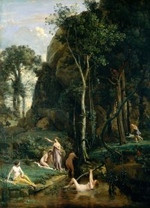 Actaeon yllättää jumalatar Artemiksen (Diana) kylvyssä seuralaisensa kanssa.