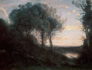 Ilta, 1850-1860. tekijältä Jean Baptiste Camille Corot