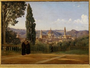 Firenze, näkymä Bobolin puutarhasta - Florence, seen ... tekijältä Jean-Baptiste-Camille Corot