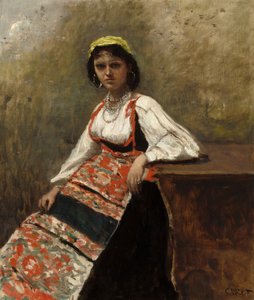 italialainen nainen La Morieri, n. 1872 tekijältä Jean Baptiste Camille Corot