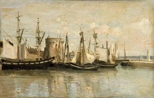 La Rochelle. Sisäänkäynti rantasatamaan tekijältä Jean Baptiste Camille Corot