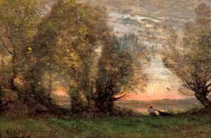 "Kalastaja, iltaefekti" (Kalastaja, iltaefekti) Jean-Baptiste Camille Corot