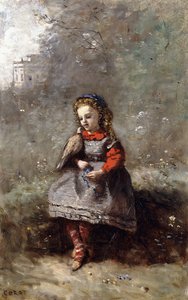 Mlle. Leotine Desavary pitelee kyyhkystä, 1872 tekijältä Jean Baptiste Camille Corot