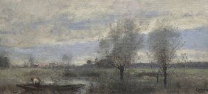 Palluel, veneilijä suoalueella tekijältä Jean Baptiste Camille Corot
