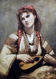 Christine Nilsonin muotokuva eli Boheemi mandoliinin kanssa tekijältä Jean Baptiste Camille Corot