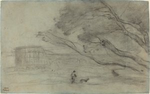 Matkamuisto: Roomalainen maisema ja Colosseum tekijältä Jean Baptiste Camille Corot