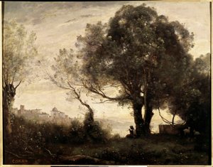 Muisto Castelgondolfosta Italiassa Jean Baptiste (Jean Baptiste) Camille Corot (1796-1875) maalaus 1800-luvun su. 0,65 x 0,81 m Pariisi, Musee du Louvre tekijältä Jean Baptiste Camille Corot