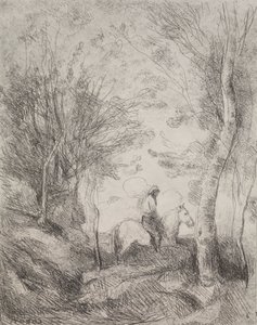 Suuri kavalieri metsässä tekijältä Jean-Baptiste-Camille Corot