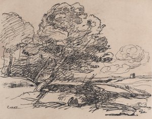 Der einsame Turm La Tour isolée, 1871 von Jean Baptiste Camille Corot