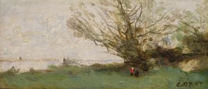 Winterlandschaft an einem See von Jean Baptiste Camille Corot