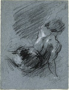 Istuvan hahmon takanäkymä, vasenta kättä nostava hahmo tekijältä Jean Baptiste Carpeaux
