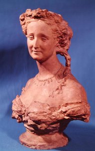 Eugenie-Marie de Montijo de Guzmanin (1826-1920) rintakuva Teban kreivitär (terrakotta) tekijältä Jean Baptiste Carpeaux