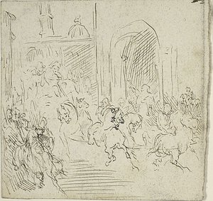 Ratsastuskohtaus kaupungissa tekijältä Jean Baptiste Carpeaux