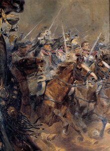 Napoleonin sota: "" Kenraali Antoine Charles Comte de Lasallen (1775-1809) viimeinen panos, kuoli Wagramissa 6. heinäkuuta tekijältä Jean Baptiste Edouard Detaille