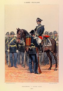 Kapteeni Jules Richardin ranskalaisen armeijan tyypit ja univormut, kuvittanut Edouard Detaille (1848-1912): Gendarmerie en grande attire en 1887, Collection Partiale tekijältä Jean Baptiste Edouard Detaille