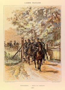 Kapteeni Jules Richardin ranskalaisen armeijan tyypit ja univormut, kuvittanut Edouard Detaille (1848-1912): Santarmi kenttäpuvussa vuonna 1887, yksityinen kokoelma tekijältä Jean Baptiste Edouard Detaille