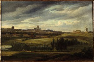 Näkymä Pariisista Gentillyn kukkuloilta vuonna 1815 (maalaus). tekijältä Jean Baptiste Gabriel Langlace