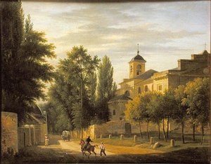 Näkymä Ville dAvrayn kirkosta n. 1820 tekijältä Jean Baptiste Gabriel Langlace