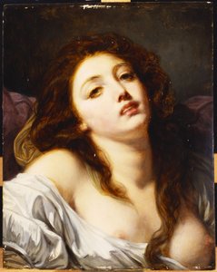 Nuori nainen, rinnan pituus tekijältä Jean Baptiste Greuze