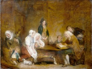Perhepalvonta, noin 1800 (öljy kankaalle) tekijältä Jean Baptiste Greuze