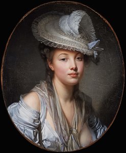ranskaksi: Le Chapeau blanc Valkoinen hattu tekijältä Jean Baptiste Greuze