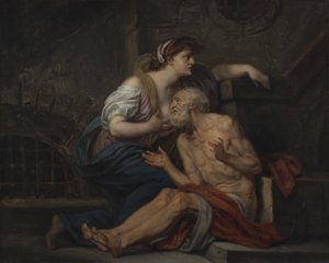 Simon ja Pero, Roman Charity, n.1767 (öljy kankaalle) tekijältä Jean Baptiste Greuze