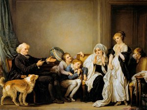 Leski ja hänen rippi-isänsä (öljymaalaus) tekijältä Jean Baptiste Greuze